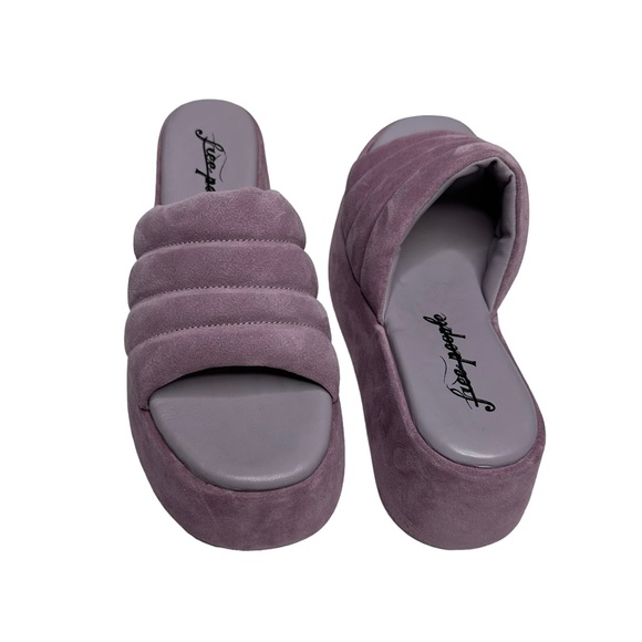 NWOT Free People Almost Paradise Purple Suede Platform Sandals 38 - Picture 6 of 14